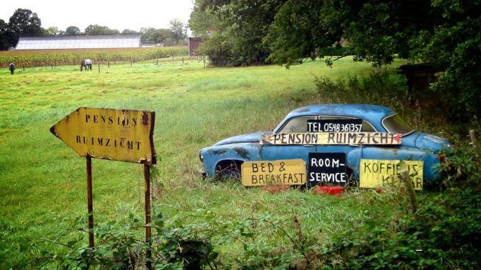 Quirky advertising for a local hostel.