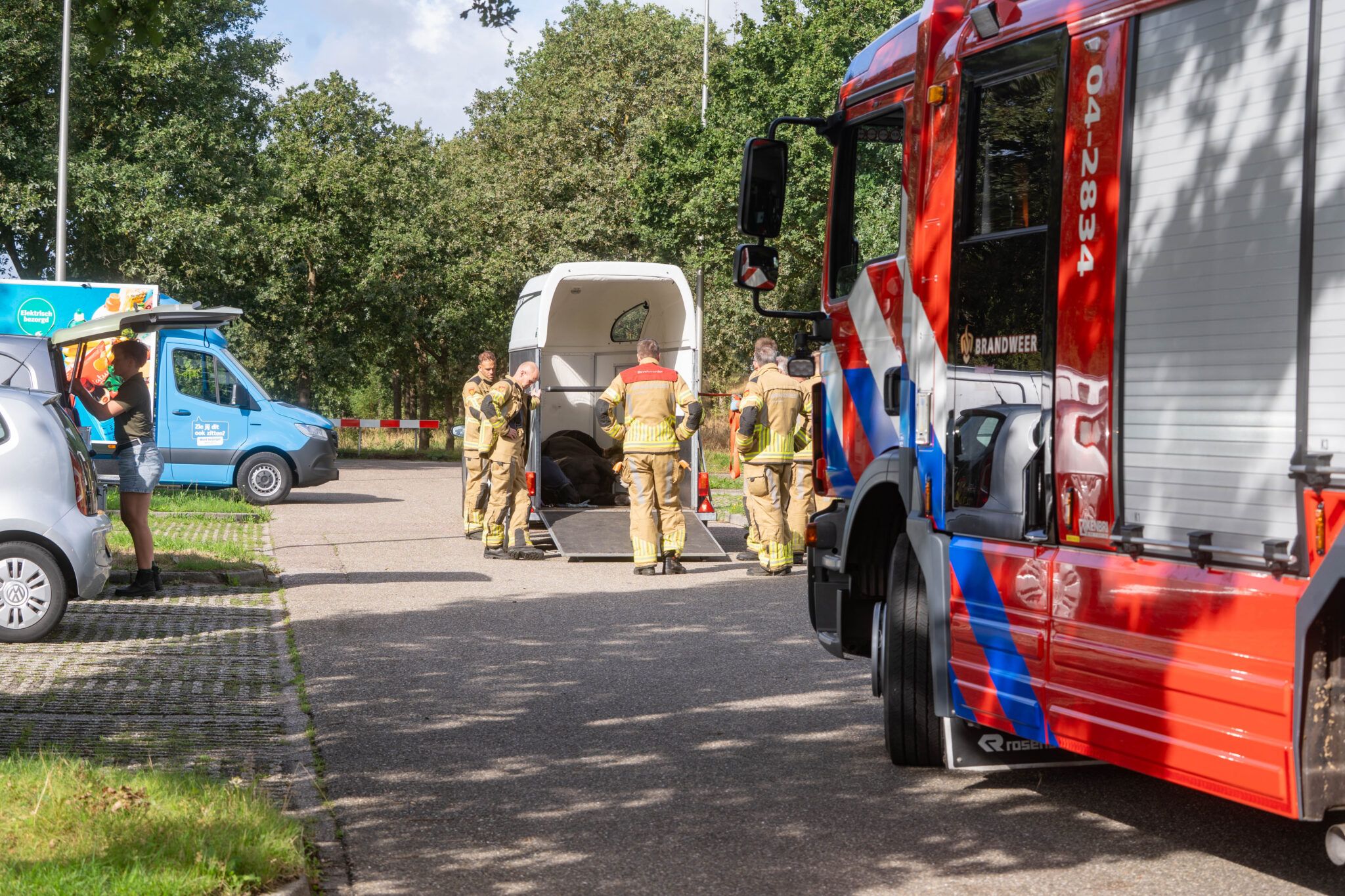 Paard komt ten val in trailer op carpoolplaats Bathmen